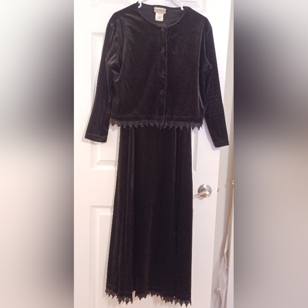 Vintage Coldwater Creek velvet and lace dress 2 piece dress